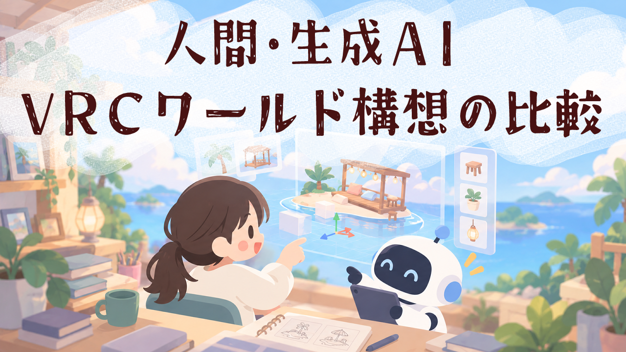 人間と生成AIによるVRChatワールド構想の比較のサムネイル